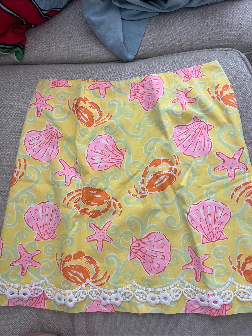 Vintage Lilly Pulitzer Seashell Starfish Skirt with Lace size 4